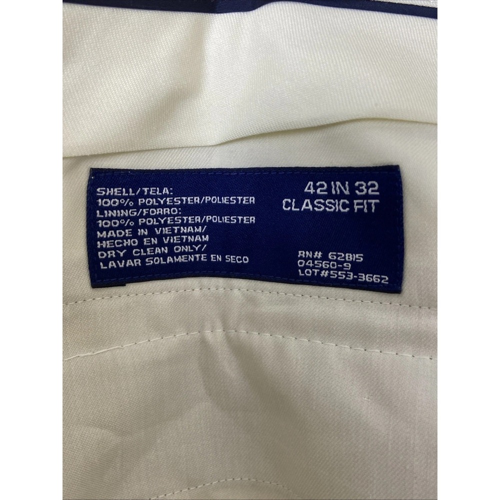 Stafford Essentials Pants Men 42x32 Beige Crosshatch Classic Fit - Picture 4 of 9